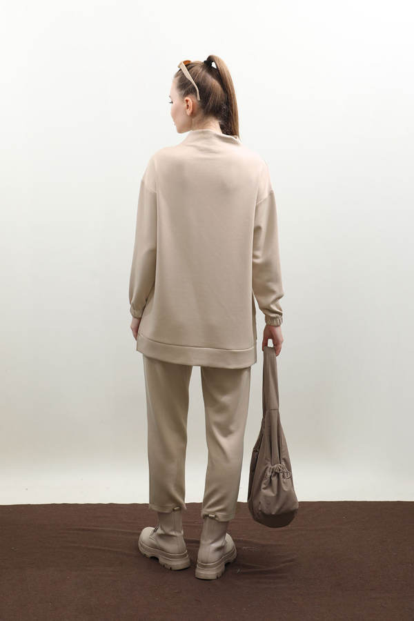 Dikiş Çizgili Sweat Takım Taş - 9