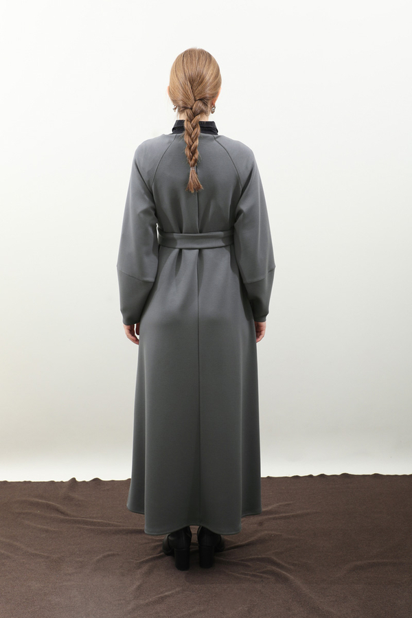 Dikiş Detaylı Elbise Antrasit - 21