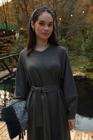 Dikiş Detaylı Elbise Antrasit - 2