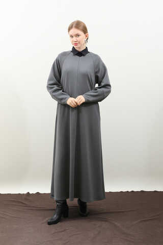 Dikiş Detaylı Elbise Antrasit - 13