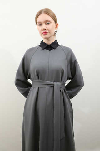 Dikiş Detaylı Elbise Antrasit - 19