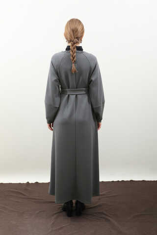 Dikiş Detaylı Elbise Antrasit - 21