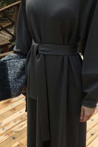 Dikiş Detaylı Elbise Antrasit - 3