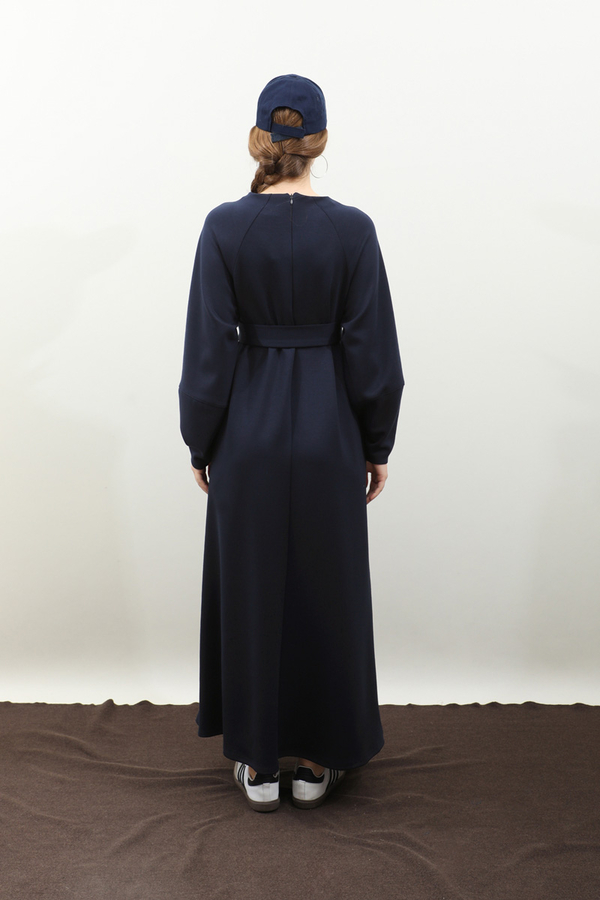 Dikiş Detaylı Elbise Lacivert - 9