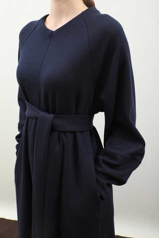 Dikiş Detaylı Elbise Lacivert - 8