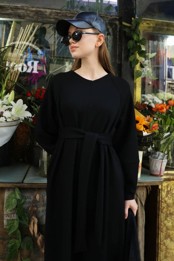 Dikiş Detaylı Elbise Siyah - 2