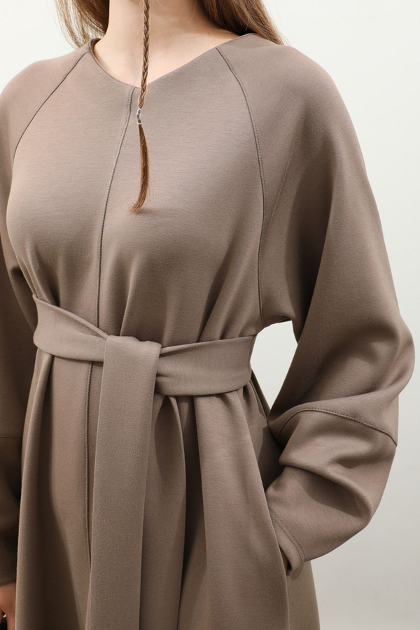 Dikiş Detaylı Elbise Toprak - 5