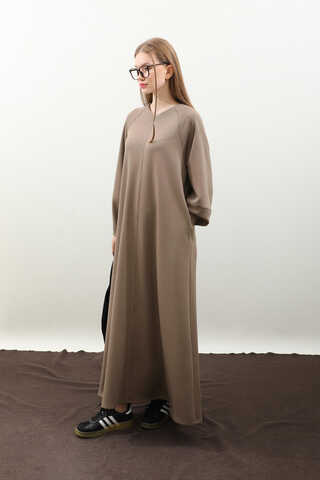 Dikiş Detaylı Elbise Toprak - 7