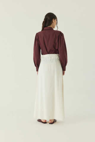 Dikiş Detaylı Etek Ekru - 4