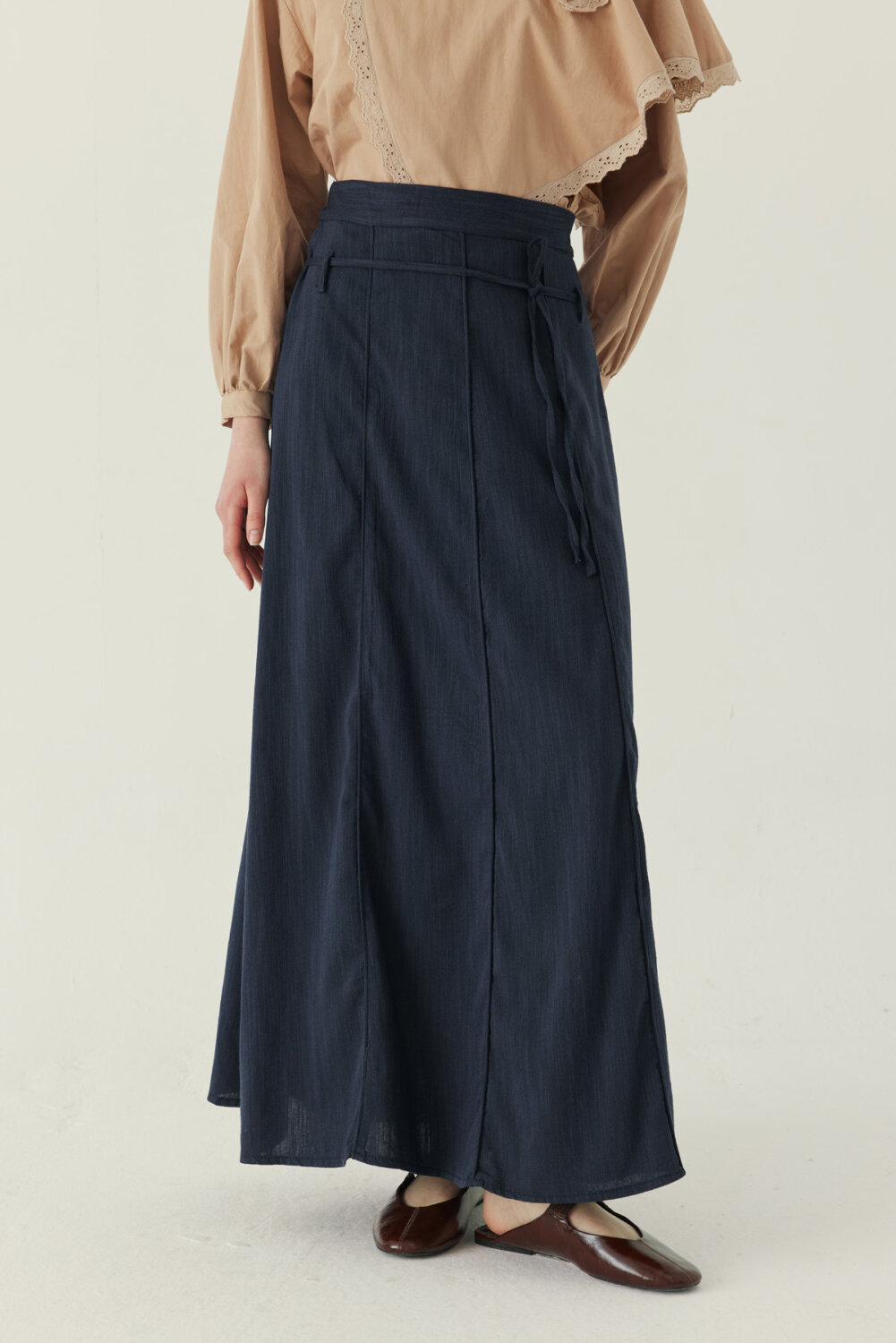 Dikiş Detaylı Etek Lacivert 