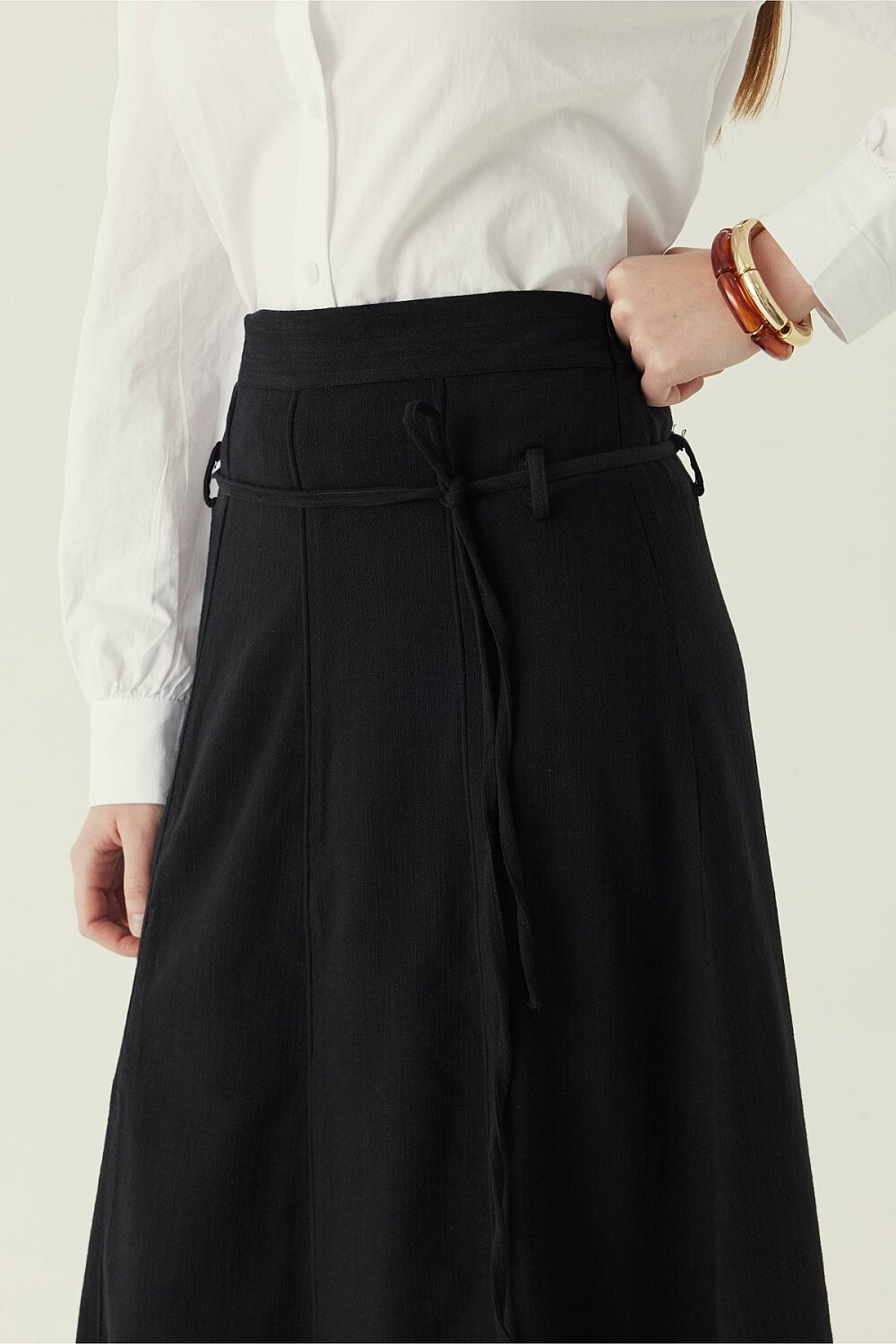 Dikiş Detaylı Etek Siyah - 3