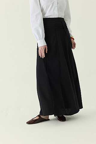 Dikiş Detaylı Etek Siyah - 5