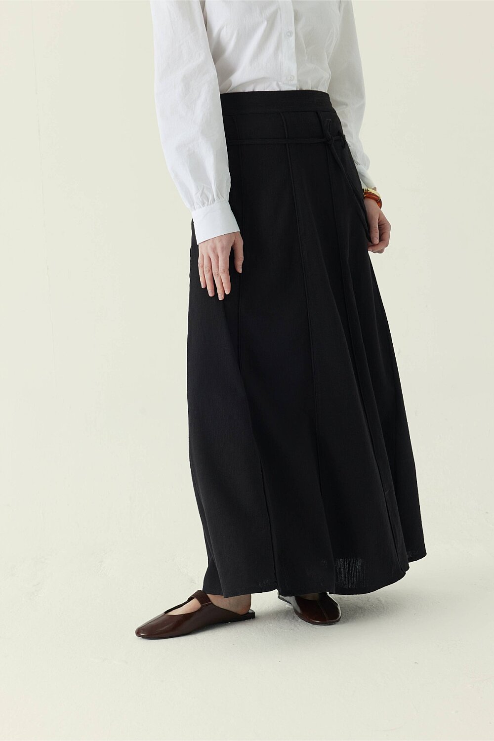 Dikiş Detaylı Etek Siyah - 5