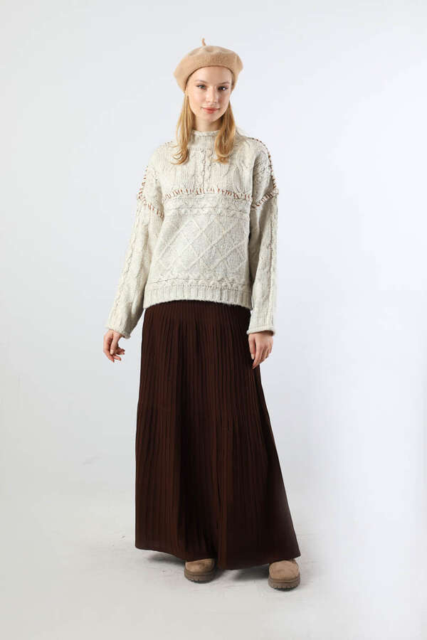 Dikiş Detaylı Kısa Kazak Çakıl - 2