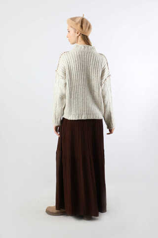 Dikiş Detaylı Kısa Kazak Çakıl - 6