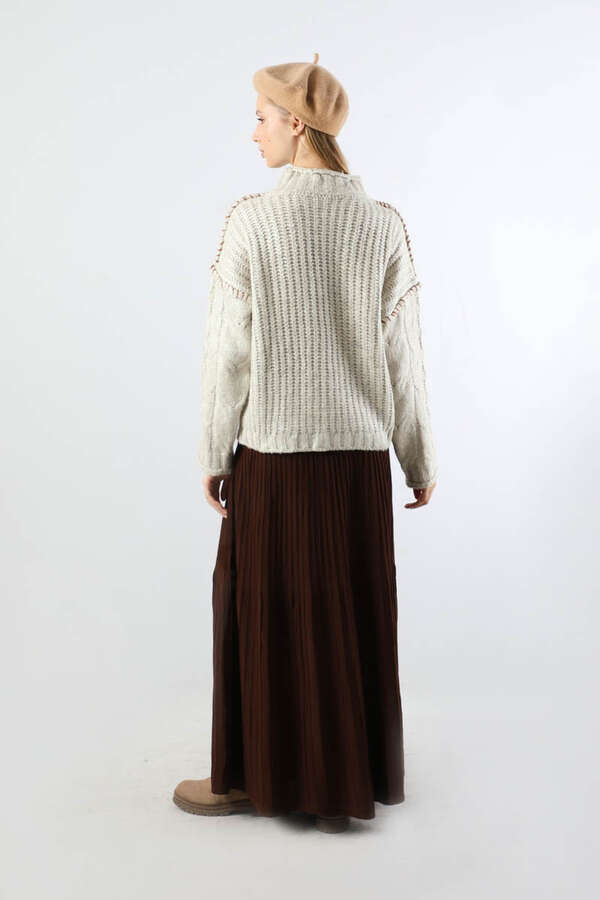 Dikiş Detaylı Kısa Kazak Çakıl - 6