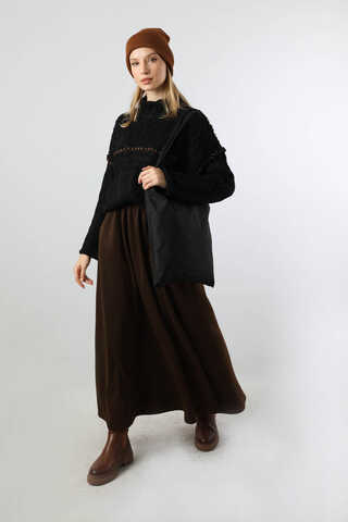 Dikiş Detaylı Kısa Kazak Siyah - 3