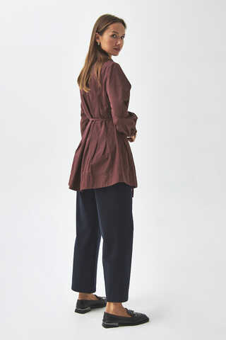 Dikiş Detaylı Robalı Gömlek Bordo - 8