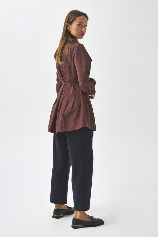 Dikiş Detaylı Robalı Gömlek Bordo - 8