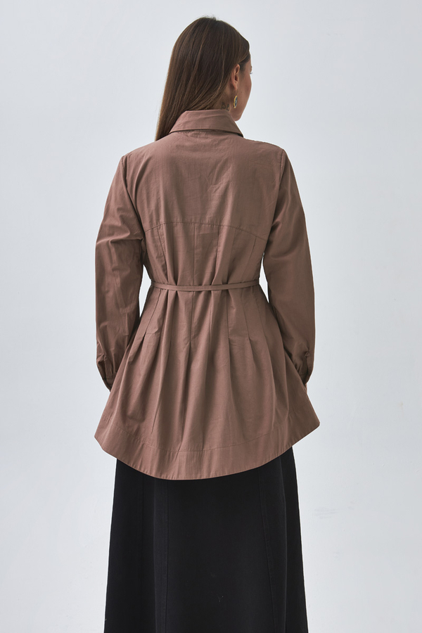 Dikiş Detaylı Robalı Gömlek Gül Kurusu - 9