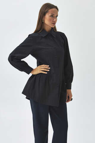 Dikiş Detaylı Robalı Gömlek Siyah - 7