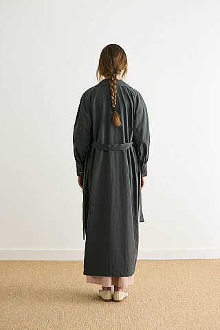 Dikişli Düğmeli Trençkot Antrasit - 13