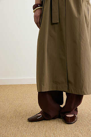 Dikişli Düğmeli Trençkot Haki - 4