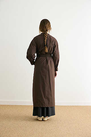 Dikişli Düğmeli Trençkot Kahverengi - 12