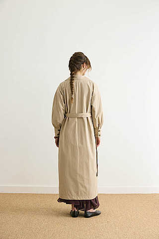 Dikişli Düğmeli Trençkot Taş - 7