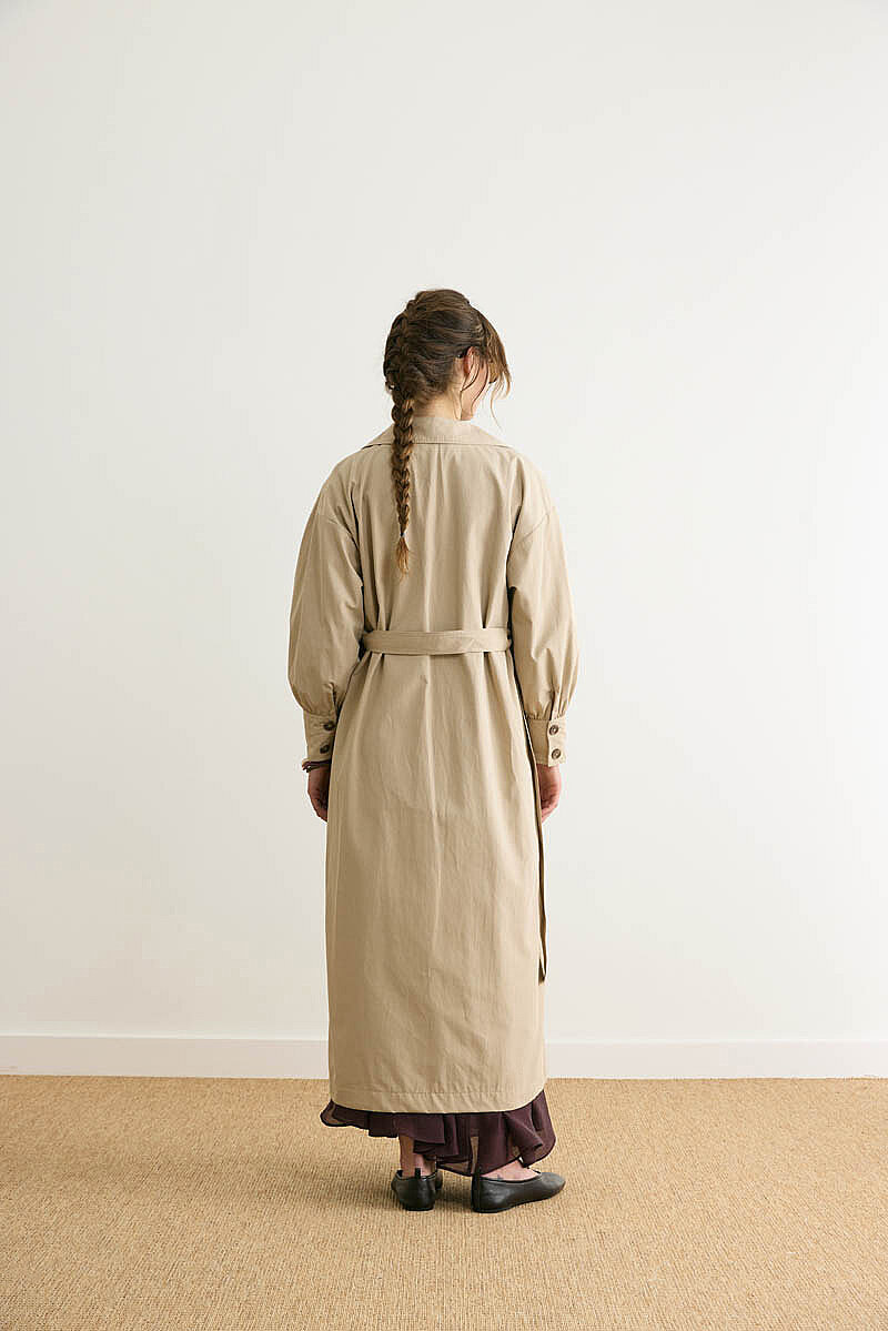 Dikişli Düğmeli Trençkot Taş - 7