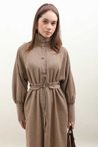 Dokulu Vintage Elbise Vizon - 8