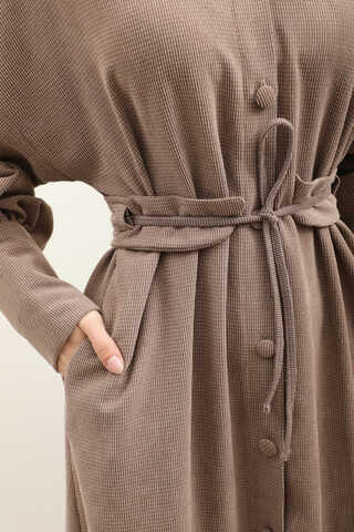 Dokulu Vintage Elbise Vizon - 11