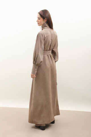 Dokulu Vintage Elbise Vizon - 13