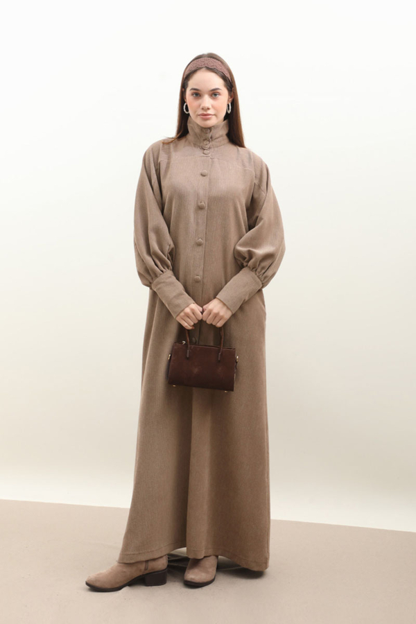 Dokulu Vintage Elbise Vizon 