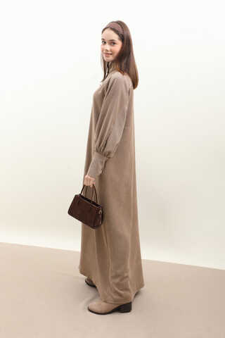 Dokulu Vintage Elbise Vizon - 2