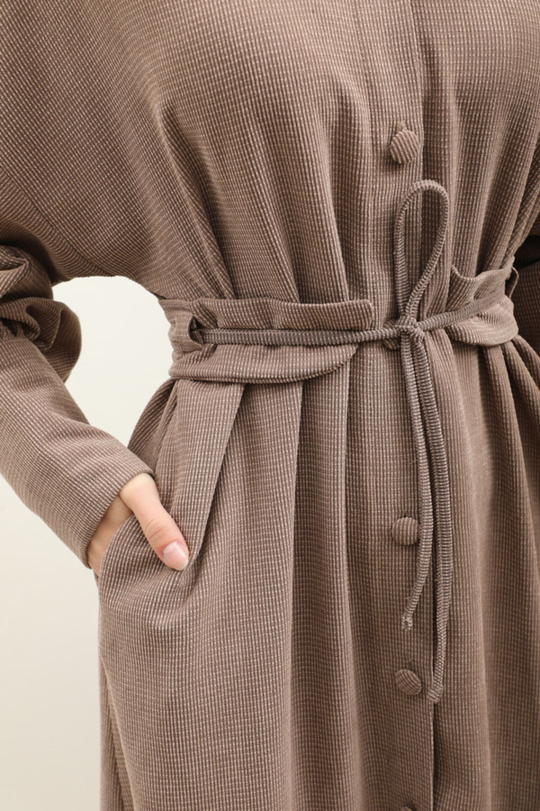 Dokulu Vintage Elbise Vizon - 11