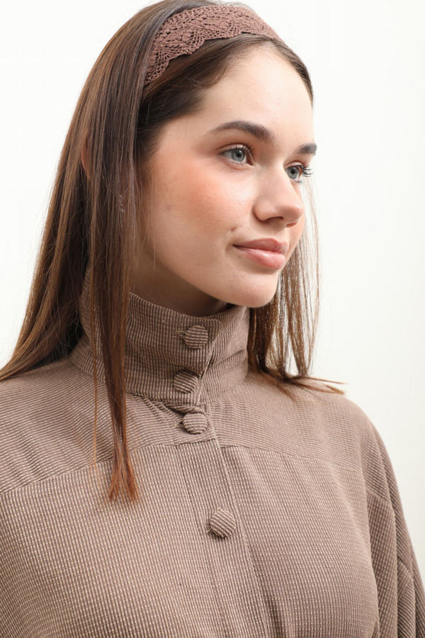 Dokulu Vintage Elbise Vizon - 10