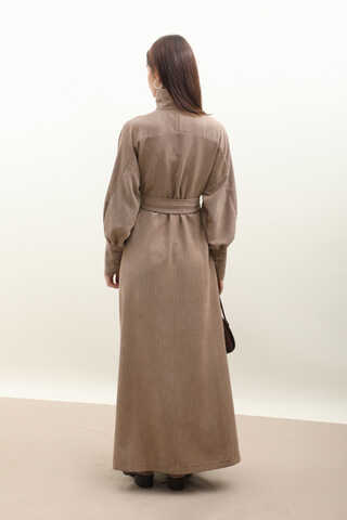 Dokulu Vintage Elbise Vizon - 12