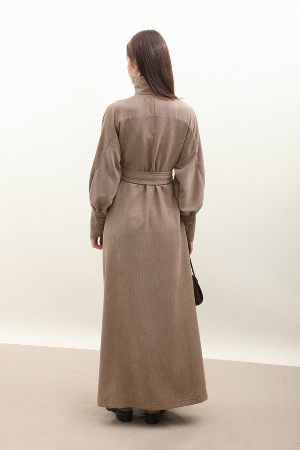 Dokulu Vintage Elbise Vizon - 12