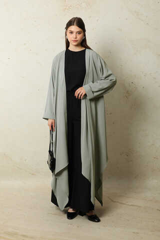 Dökümlü Abaya Gri - 1