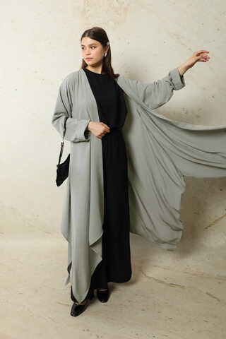 Dökümlü Abaya Gri - 2