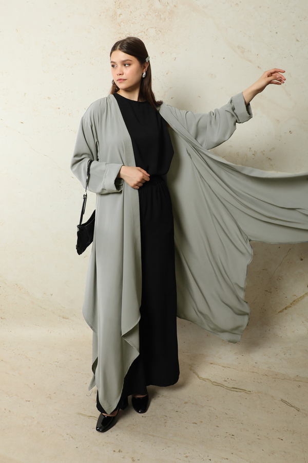 Dökümlü Abaya Gri - 2
