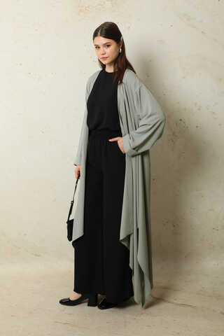 Dökümlü Abaya Gri - 5