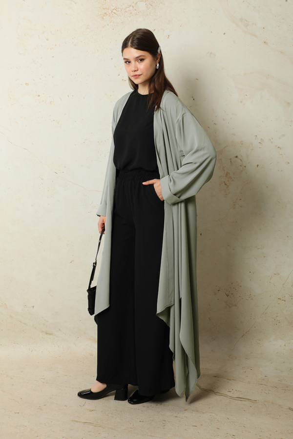 Dökümlü Abaya Gri - 5