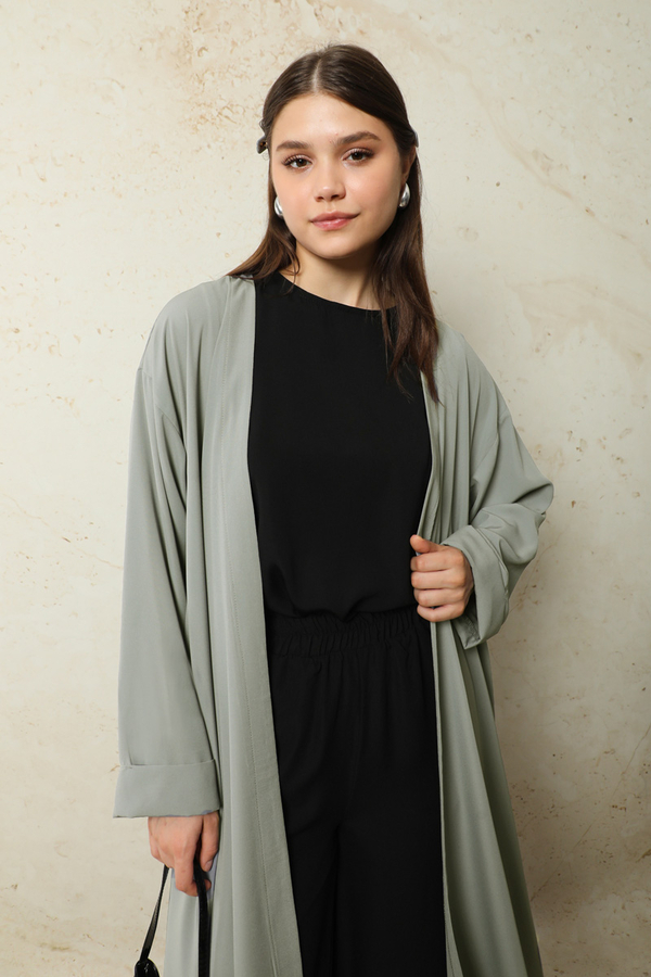 Dökümlü Abaya Gri - 3