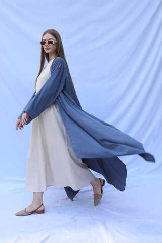 Dökümlü Abaya İndigo - 6