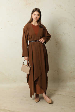 Dökümlü Abaya Kahverengi - 2