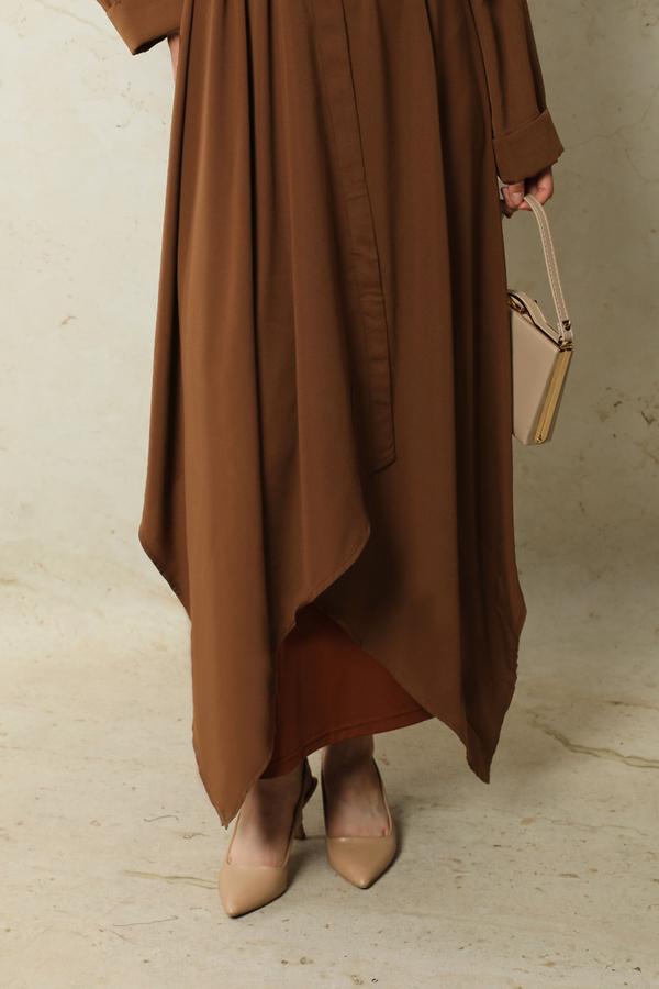 Dökümlü Abaya Kahverengi - 4
