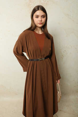 Dökümlü Abaya Kahverengi - 1