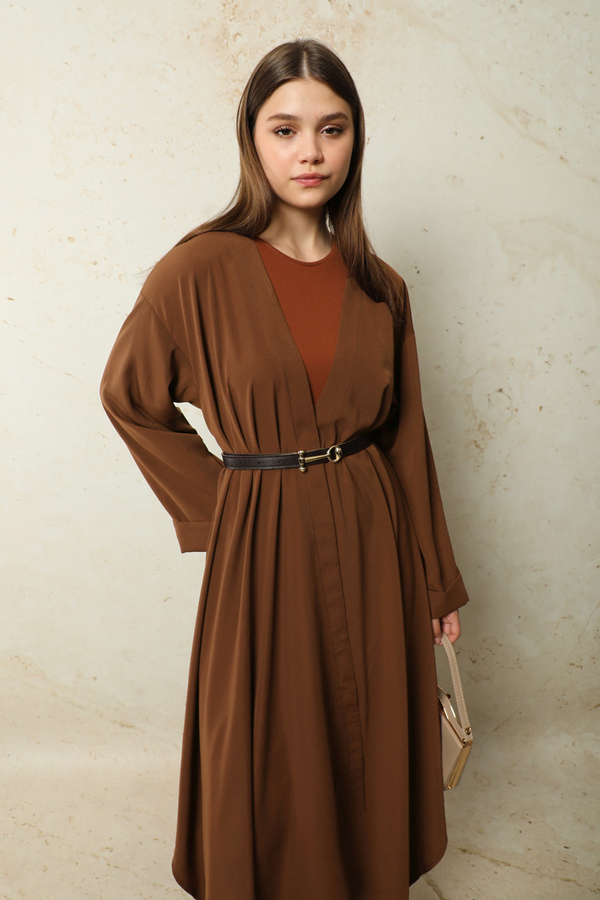 Dökümlü Abaya Kahverengi 